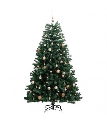 vidaXL Artificial Hinged Christmas Tree 300 LEDs & Ball Set 240 cm