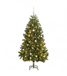 vidaXL Artificial Hinged Christmas Tree 300 LEDs & Ball Set 300 cm