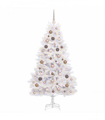vidaXL Artificial Hinged Christmas Tree 180 cm 300 LEDs Warm White PVC