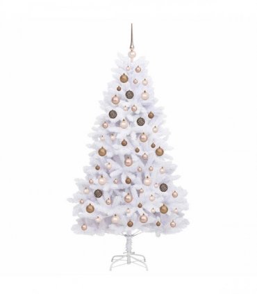 vidaXL Artificial Hinged Christmas Tree 180 cm 300 LEDs Warm White PVC