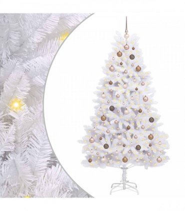 vidaXL Artificial Hinged Christmas Tree 210 cm 300 LEDs Warm White PVC