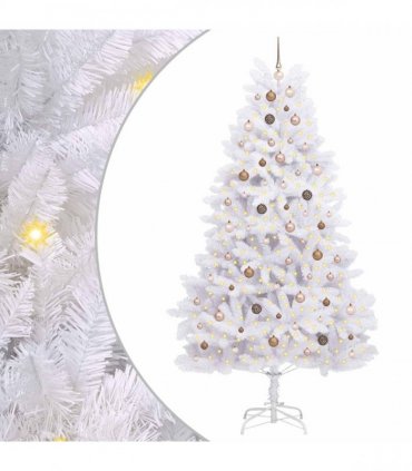 vidaXL Artificial Hinged Christmas Tree 240 cm 300 LEDs Warm White PVC