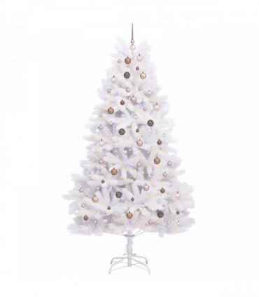 vidaXL Artificial Hinged Christmas Tree 240 cm 300 LEDs Warm White PVC