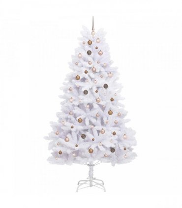 vidaXL Artificial Hinged Christmas Tree 240 cm 300 LEDs Warm White PVC