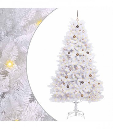 vidaXL Artificial Hinged Christmas Tree 270 cm 300 LEDs Warm White PVC