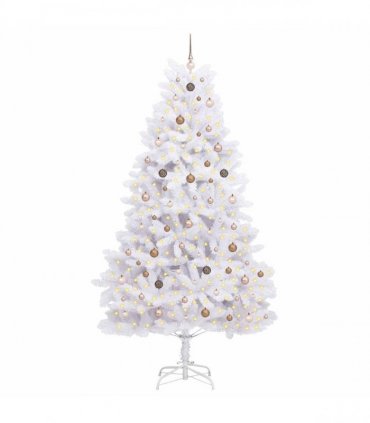 vidaXL Artificial Hinged Christmas Tree 270 cm 300 LEDs Warm White PVC