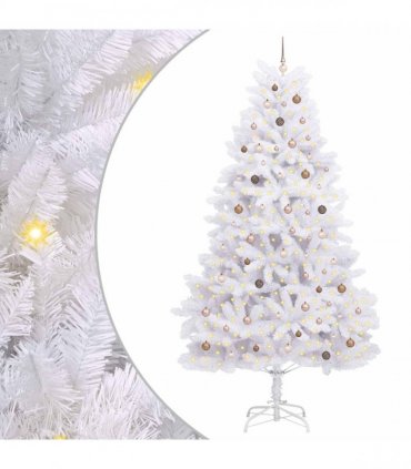 vidaXL Artificial Hinged Christmas Tree 300 cm 300 LEDs Warm White PVC
