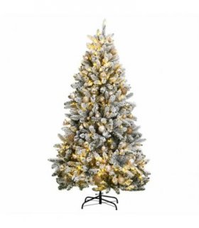 vidaXL Artificial Hinged Christmas Tree 300 LEDs & Ball Set 180 cm