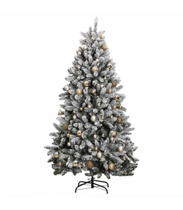 vidaXL Artificial Hinged Christmas Tree 300 LEDs & Ball Set 180 cm