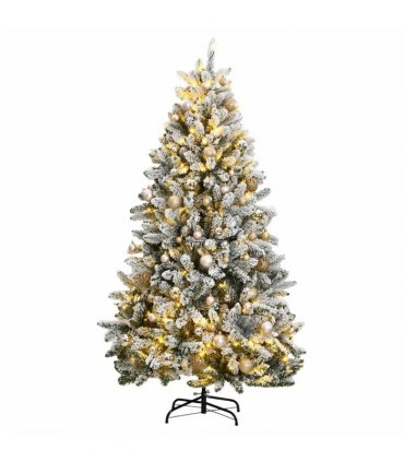 vidaXL Artificial Hinged Christmas Tree 300 LEDs & Ball Set 210 cm