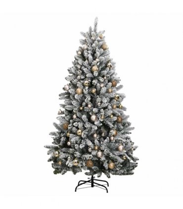 vidaXL Artificial Hinged Christmas Tree 300 LEDs & Ball Set 210 cm