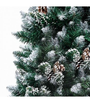 vidaXL Artificial Christmas Tree with Pine Cones and White Snow 180 cm