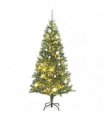 vidaXL Artificial Christmas Tree 300 LEDs&Ball Set&Flocked Snow 210 cm