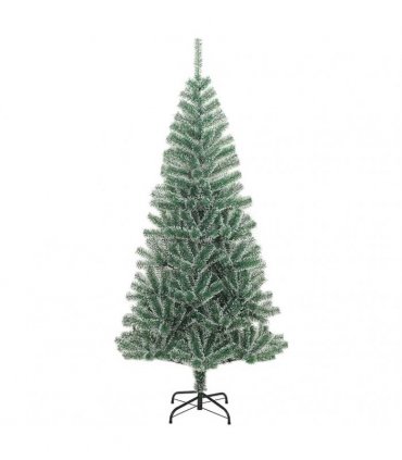 vidaXL Artificial Christmas Tree 300 LEDs&Ball Set&Flocked Snow 210 cm