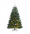 vidaXL Artificial Hinged Christmas Tree 300 LEDs & Ball Set 180 cm