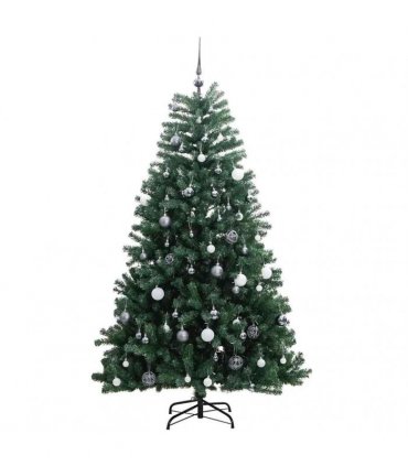 vidaXL Artificial Hinged Christmas Tree 300 LEDs & Ball Set 180 cm