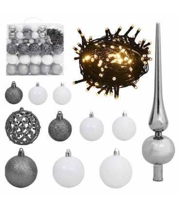 vidaXL Artificial Hinged Christmas Tree 300 LEDs & Ball Set 210 cm