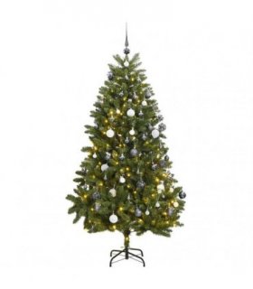 vidaXL Artificial Hinged Christmas Tree 300 LEDs & Ball Set 270 cm