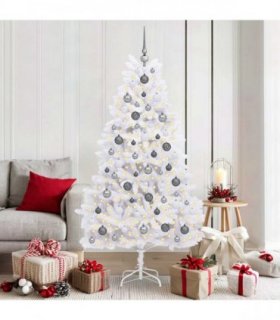 vidaXL Artificial Hinged Christmas Tree 180 cm 300 LEDs Warm White PVC