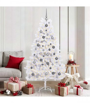 vidaXL Artificial Hinged Christmas Tree 180 cm 300 LEDs Warm White PVC