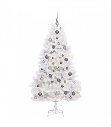 vidaXL Artificial Hinged Christmas Tree 180 cm 300 LEDs Warm White PVC