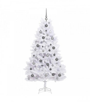 vidaXL Artificial Hinged Christmas Tree 180 cm 300 LEDs Warm White PVC
