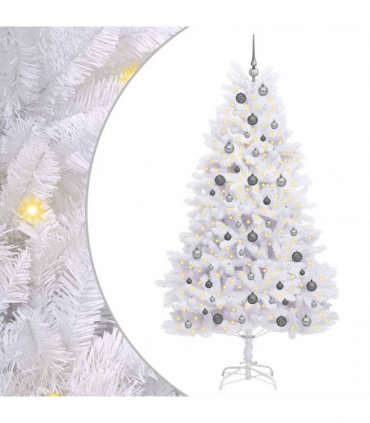 vidaXL Artificial Hinged Christmas Tree 210 cm 300 LEDs Warm White PVC