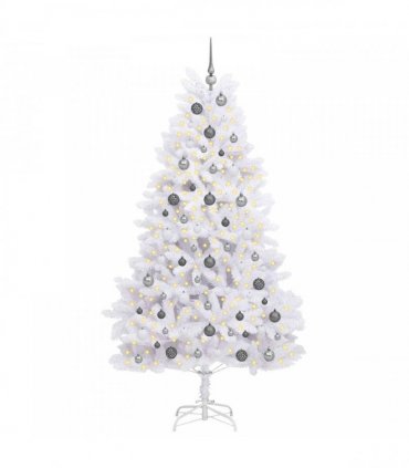 vidaXL Artificial Hinged Christmas Tree 210 cm 300 LEDs Warm White PVC