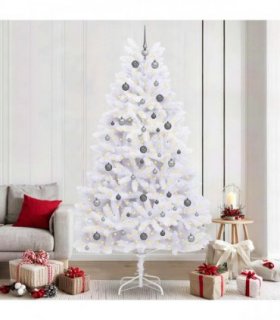 vidaXL Artificial Hinged Christmas Tree 240 cm 300 LEDs Warm White PVC