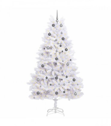 vidaXL Artificial Hinged Christmas Tree 240 cm 300 LEDs Warm White PVC