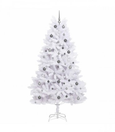 vidaXL Artificial Hinged Christmas Tree 240 cm 300 LEDs Warm White PVC
