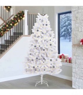 vidaXL Artificial Hinged Christmas Tree 270 cm 300 LEDs Warm White PVC