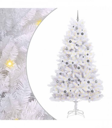 vidaXL Artificial Hinged Christmas Tree 270 cm 300 LEDs Warm White PVC