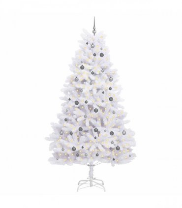 vidaXL Artificial Hinged Christmas Tree 270 cm 300 LEDs Warm White PVC