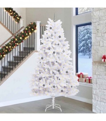 vidaXL Artificial Hinged Christmas Tree 300 cm 300 LEDs Warm White PVC