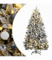 vidaXL Artificial Hinged Christmas Tree 300 LEDs & Ball Set 180 cm