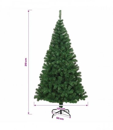 vidaXL Artificial Christmas Tree with Thick Branches Green 210 cm PVC