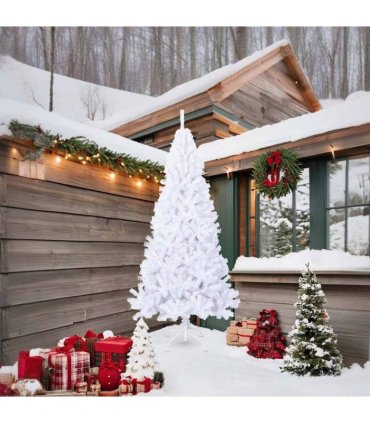 vidaXL Artificial Christmas Tree with Thick Branches White 210 cm PVC