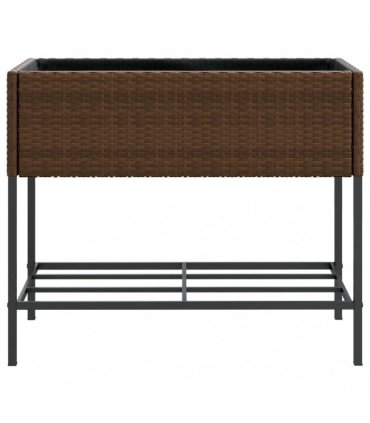 vidaXL Garden Planters with Shelf 2 pcs Brown 90x40x75 cm Poly Rattan