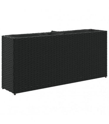 vidaXL Garden Planters with 2 Pots 2 pcs Black 90x20x40 cm Poly Rattan
