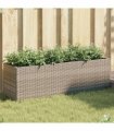 vidaXL Garden Planters with 3 Pots 2 pcs Grey 105x30x32 cm Poly Rattan
