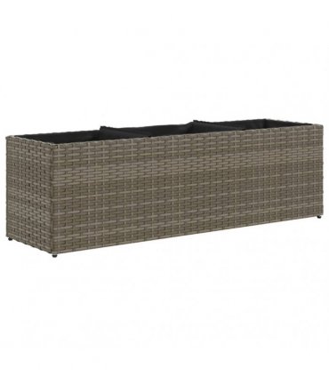vidaXL Garden Planters with 3 Pots 2 pcs Grey 105x30x32 cm Poly Rattan