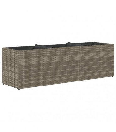 vidaXL Garden Planters with 3 Pots 2 pcs Grey 105x30x32 cm Poly Rattan