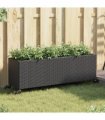 vidaXL Garden Planters with Wheels 2 pcs Black 107x32x38cm Poly Rattan