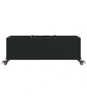 vidaXL Garden Planters with Wheels 2 pcs Black 107x32x38cm Poly Rattan