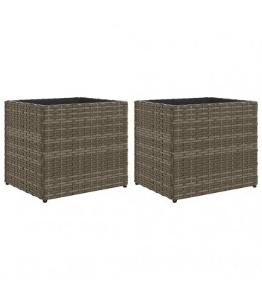 vidaXL Garden Planters 2 pcs Grey 36x30x32 cm Poly Rattan