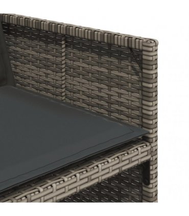 vidaXL 7 Piece Garden Dining Set with Cushions Grey Poly Rattan