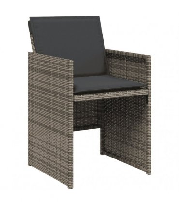 vidaXL 9 Piece Garden Dining Set with Cushions Grey Poly Rattan