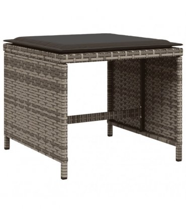 vidaXL 13 Piece Garden Dining Set with Cushions Grey Poly Rattan