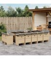 vidaXL 15 Piece Garden Dining Set with Cushions Mix Beige Poly Rattan